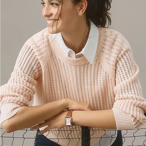 NWT Anthropologie Varley Clay Knit Sweater XS Peach Coastal Preppy Cottagecore